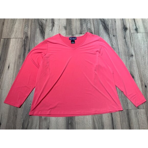 Susan Graver Style Women's Plus Size 2X Long Sleeve V-Neck Top 92% Polyester 8% - Picture 1 of 3